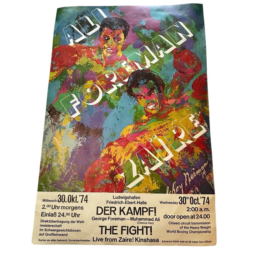 Vintage 1974 Muhammad Ali vs George Foreman Rumble in the Jungle German Poster